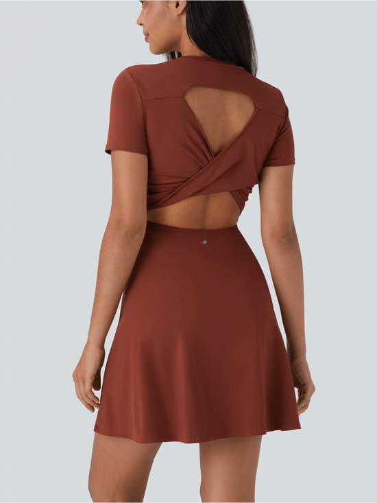 HALARA Dresses & Skirts - Halara Women's Cut Out Flare Mini Dance Active
Dress Rust